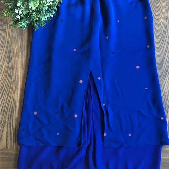 T. Babaton Quinn 100% Silk Skirt maxi slit blue purple XS - Picture 2 of 12